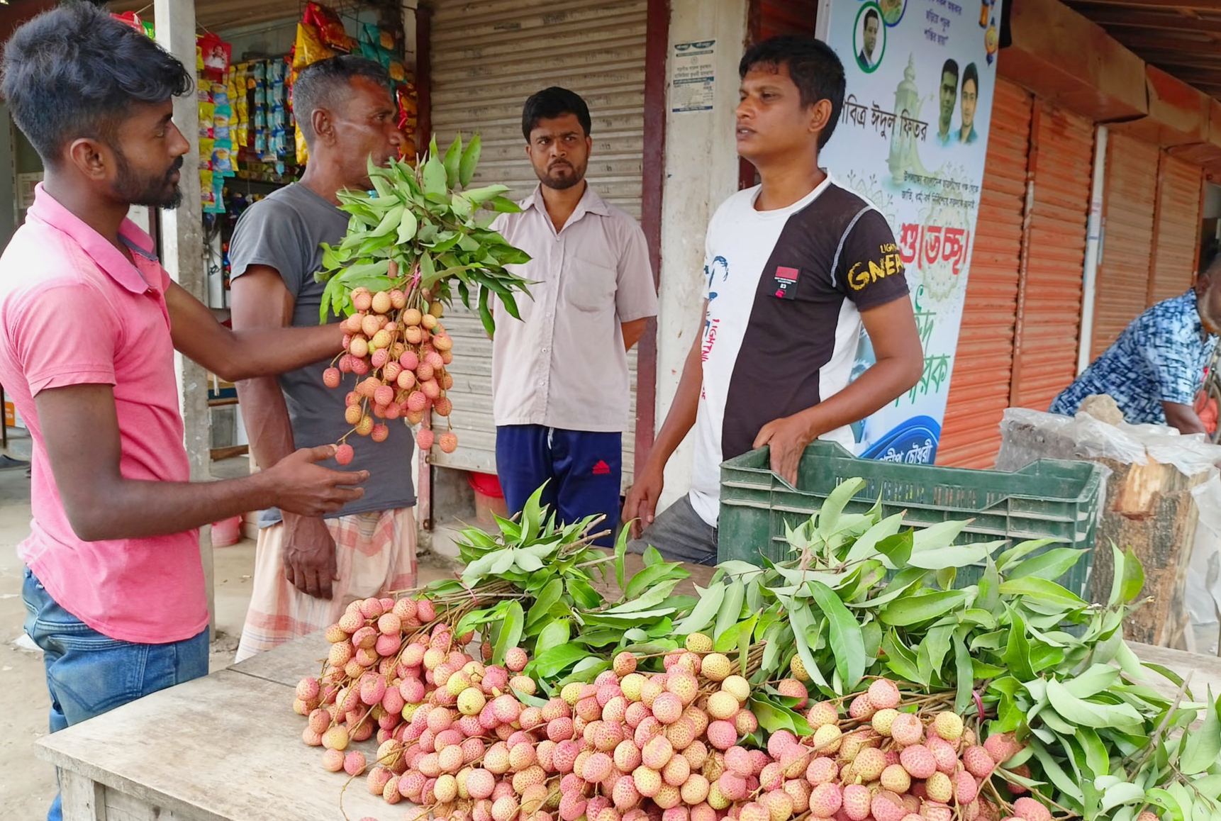 ঘোড়াঘাটের বাজারে আগাম লাল টসটসে লিচু, দাম হাতের নাগালে