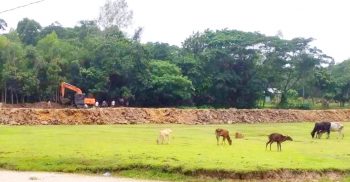 জেলা প্রশাসনের আদেশ অমান্য করে খেলার মাঠের মাটি কর্তন, এলাকাবাসীর অভিযোগ দায়ের