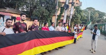 হবিগঞ্জে জার্মান ফুটবল ফ্যান ক্লাবের পতাকা শোভা যাত্রা