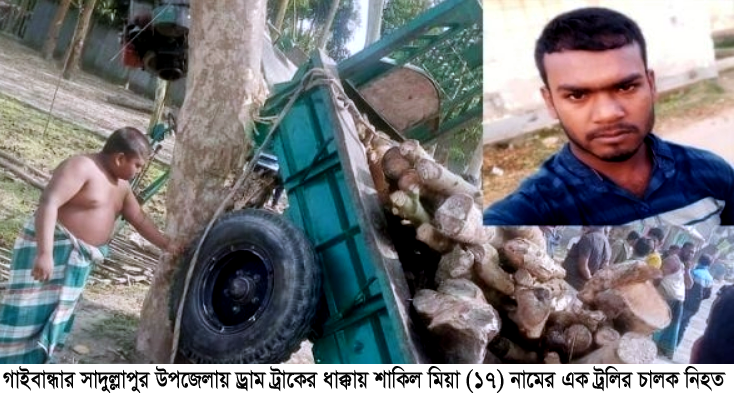 সাদুল্লাপুরে ট্রাকের ধাক্কায় ট্রলি চালক নিহত