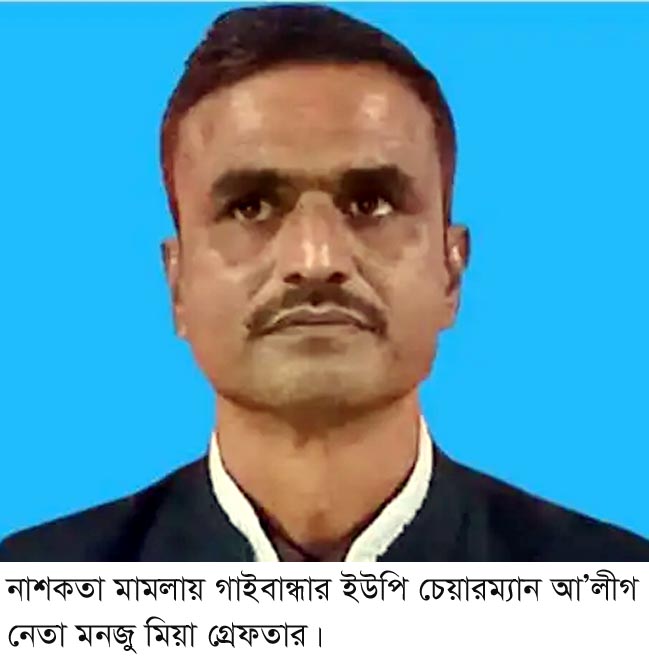 গাইবান্ধায় নাশকতার মামলায় ইউপি চেয়ারম্যান গ্রেফতার